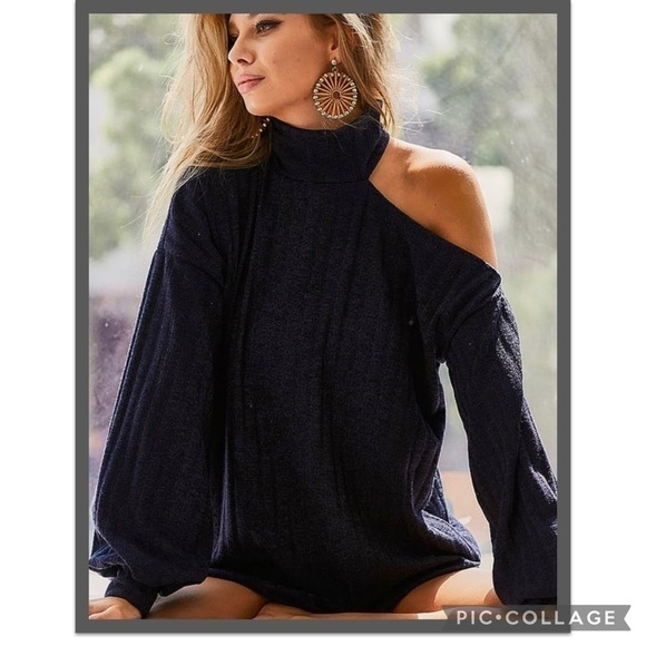 SALE!! Charcoal One Shoulder Top - Picture 3 of 4